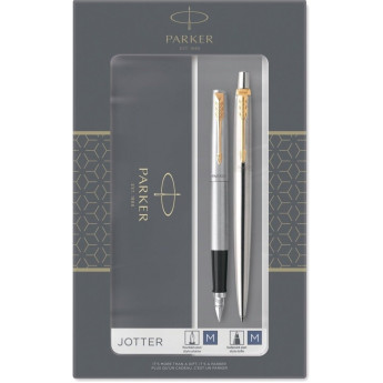 Подарочный набор PARKER: JOTTER CORE STAINLESS STEEL GT - ручки перьевая и шариковая